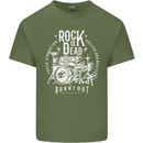 Rock is Dead Music Drummer Drumming Mens Cotton T-Shirt Tee Top Military Green