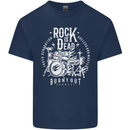 Rock is Dead Music Drummer Drumming Mens Cotton T-Shirt Tee Top Navy Blue