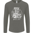 Rock is Dead Music Drummer Drumming Mens Long Sleeve T-Shirt Charcoal
