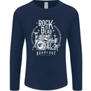 Rock is Dead Music Drummer Drumming Mens Long Sleeve T-Shirt Navy Blue