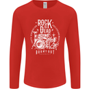 Rock is Dead Music Drummer Drumming Mens Long Sleeve T-Shirt Red