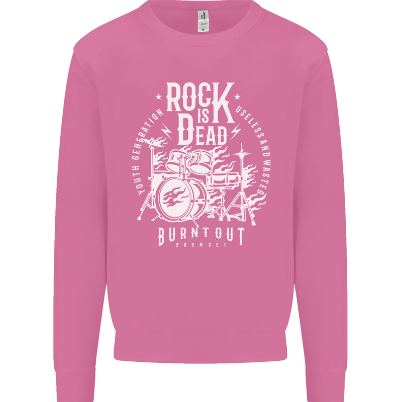 Rock is Dead Music Drummer Drumming Mens Sweatshirt Jumper Azalea