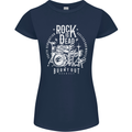 Rock is Dead Music Drummer Drumming Womens Petite Cut T-Shirt Navy Blue