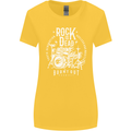 Rock is Dead Music Drummer Drumming Womens Wider Cut T-Shirt Yellow