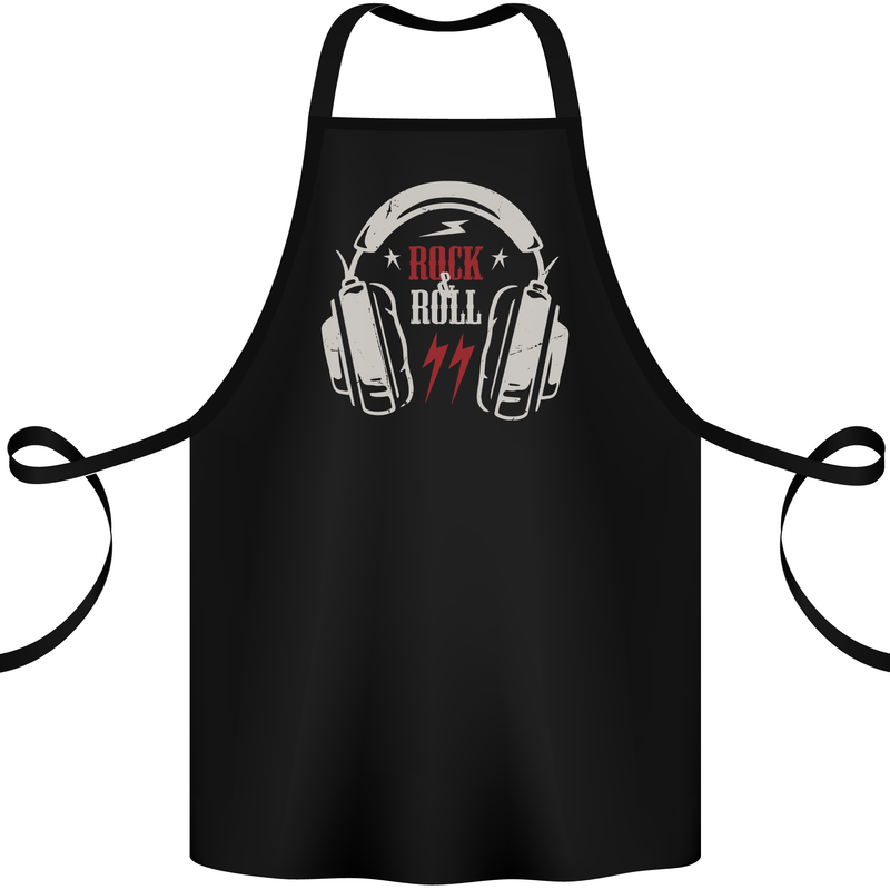 Rock n Roll Headphones Music Cotton Apron 100% Organic Black