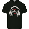 Rock n Roll Headphones Music Mens Cotton T-Shirt Tee Top Black