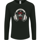 Rock n Roll Headphones Music Mens Long Sleeve T-Shirt Black