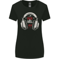 Rock n Roll Headphones Music Womens Wider Cut T-Shirt Black