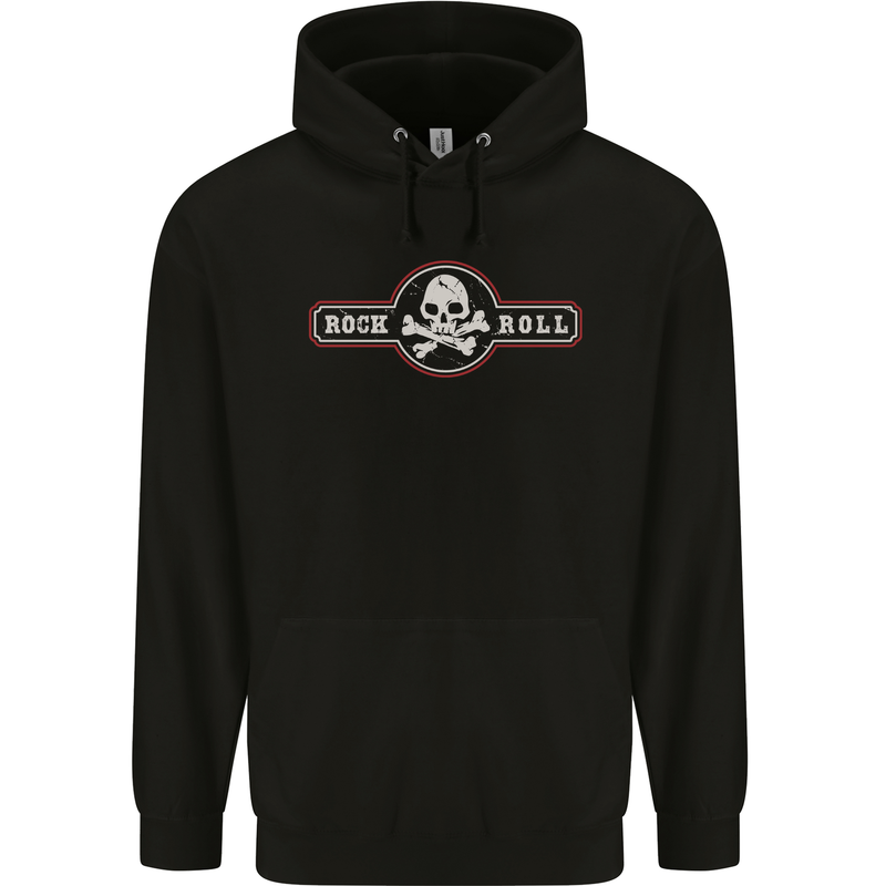 Rock n Roll Music Skull Childrens Kids Hoodie Black