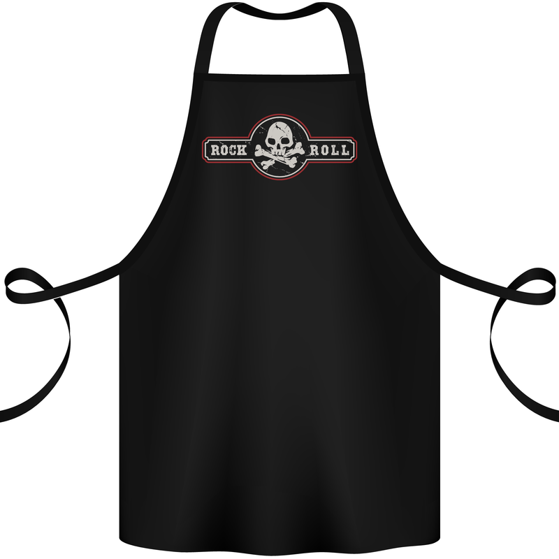 Rock n Roll Music Skull Cotton Apron 100% Organic Black