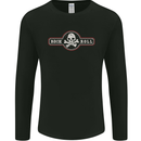 Rock n Roll Music Skull Mens Long Sleeve T-Shirt Black