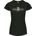Rock n Roll Music Skull Womens Petite Cut T-Shirt Black