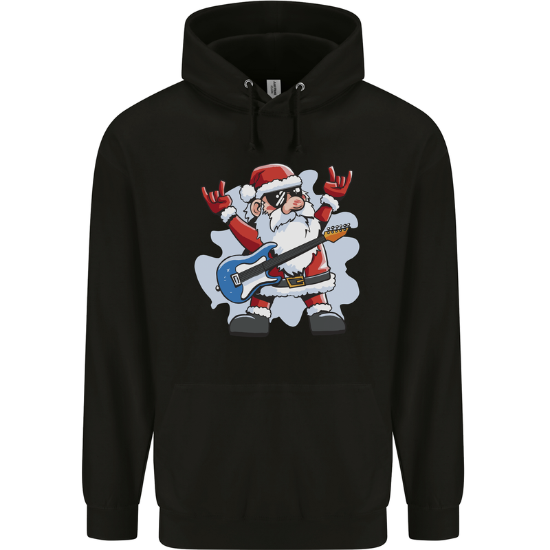 Rock n Roll Santa Electric Guitar Christmas Xmas Childrens Kids Hoodie Black