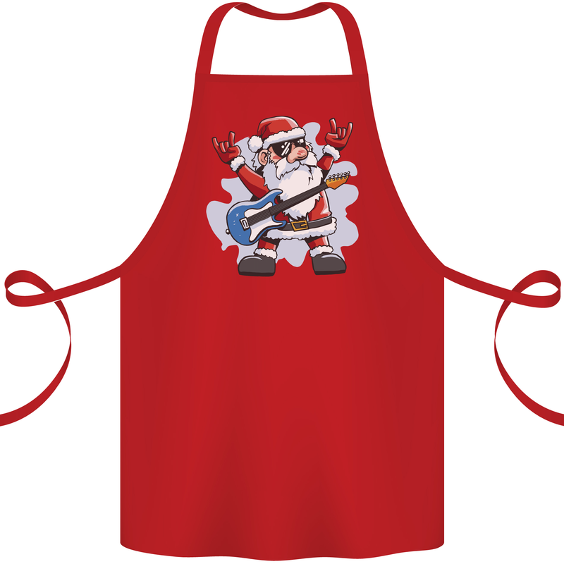 Rock n Roll Santa Electric Guitar Christmas Xmas Cotton Apron 100% Organic Red