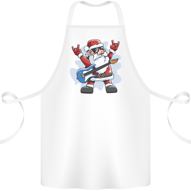 Rock n Roll Santa Electric Guitar Christmas Xmas Cotton Apron 100% Organic White