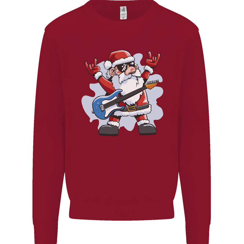 Rock n Roll Santa Electric Guitar Christmas Xmas Kids Sweatshirt Jumper Red