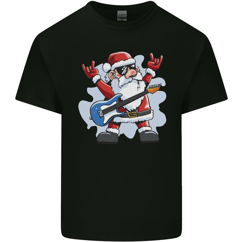 Rock n Roll Santa Electric Guitar Christmas Xmas Kids T-Shirt Childrens Black