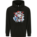 Rock n Roll Santa Electric Guitar Christmas Xmas Mens 80% Cotton Hoodie Black
