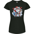 Rock n Roll Santa Electric Guitar Christmas Xmas Womens Petite Cut T-Shirt Black