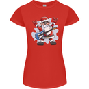 Rock n Roll Santa Electric Guitar Christmas Xmas Womens Petite Cut T-Shirt Red