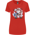Rock n Roll Santa Electric Guitar Christmas Xmas Womens Wider Cut T-Shirt Red