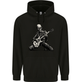 Rock n Roll Skeleton Skull Guitar Player Music Mens 80% Cotton Hoodie Black