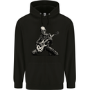 Rock n Roll Skeleton Skull Guitar Player Music Mens 80% Cotton Hoodie Black