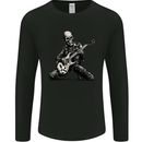 Rock n Roll Skeleton Skull Guitar Player Music Mens Long Sleeve T-Shirt Black
