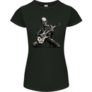 Rock n Roll Skeleton Skull Guitar Player Music Womens Petite Cut T-Shirt Black