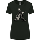 Rock n Roll Skeleton Skull Guitar Player Music Womens Wider Cut T-Shirt Black