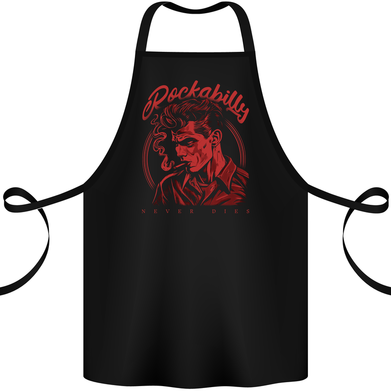 Rockabilly Never Dies Rock n Roll Music Cotton Apron 100% Organic Black