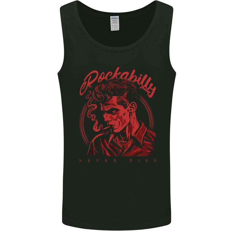 Rockabilly Never Dies Rock n Roll Music Mens Vest Tank Top Black