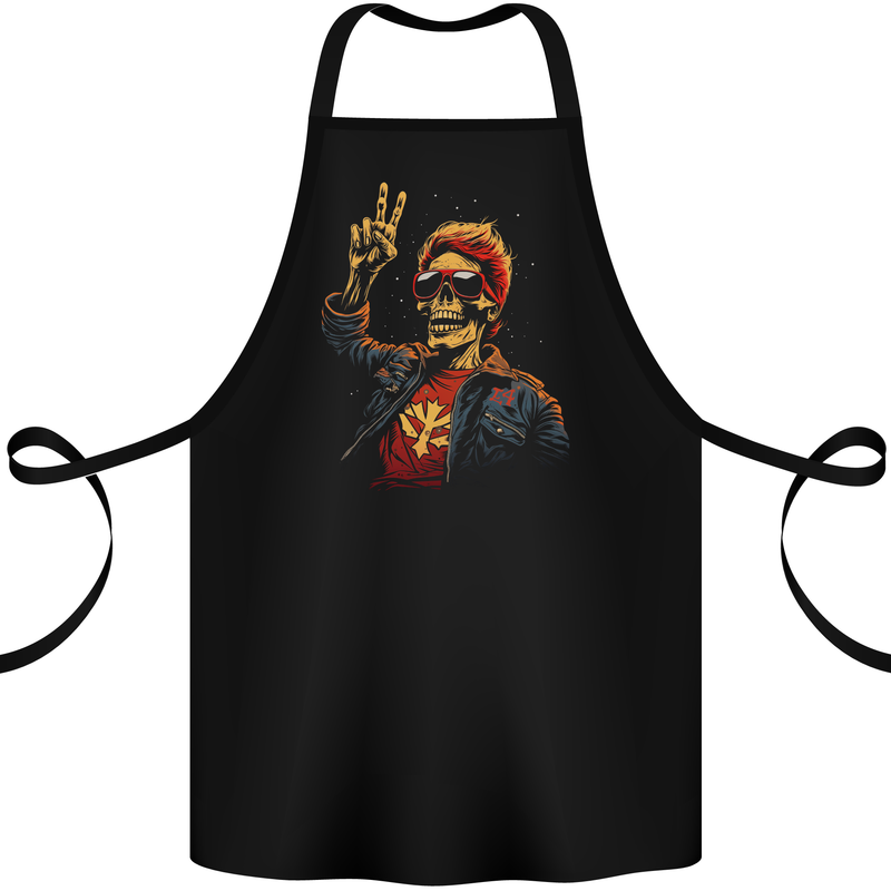 Rockabilly Peace Skull Zombie Cotton Apron 100% Organic Black