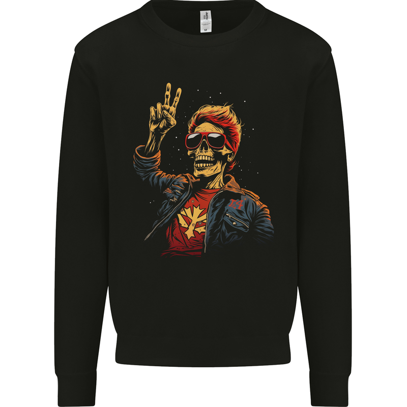 Rockabilly Peace Skull Zombie Mens Sweatshirt Jumper Black
