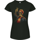 Rockabilly Peace Skull Zombie Womens Petite Cut T-Shirt Black