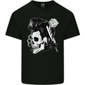 Rockabilly Skull Mens Cotton T-Shirt Tee Top Black