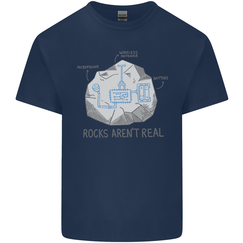 Rocks Aren't Real Funny Conspiracy Theory Kids T-Shirt Childrens Navy Blue