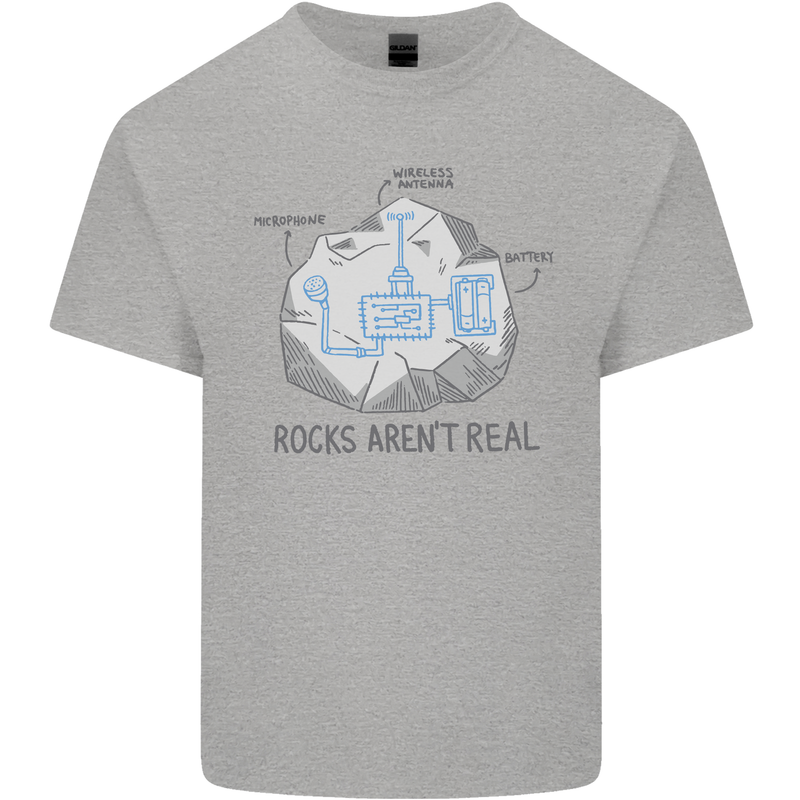 Rocks Aren't Real Funny Conspiracy Theory Kids T-Shirt Childrens Sports Grey