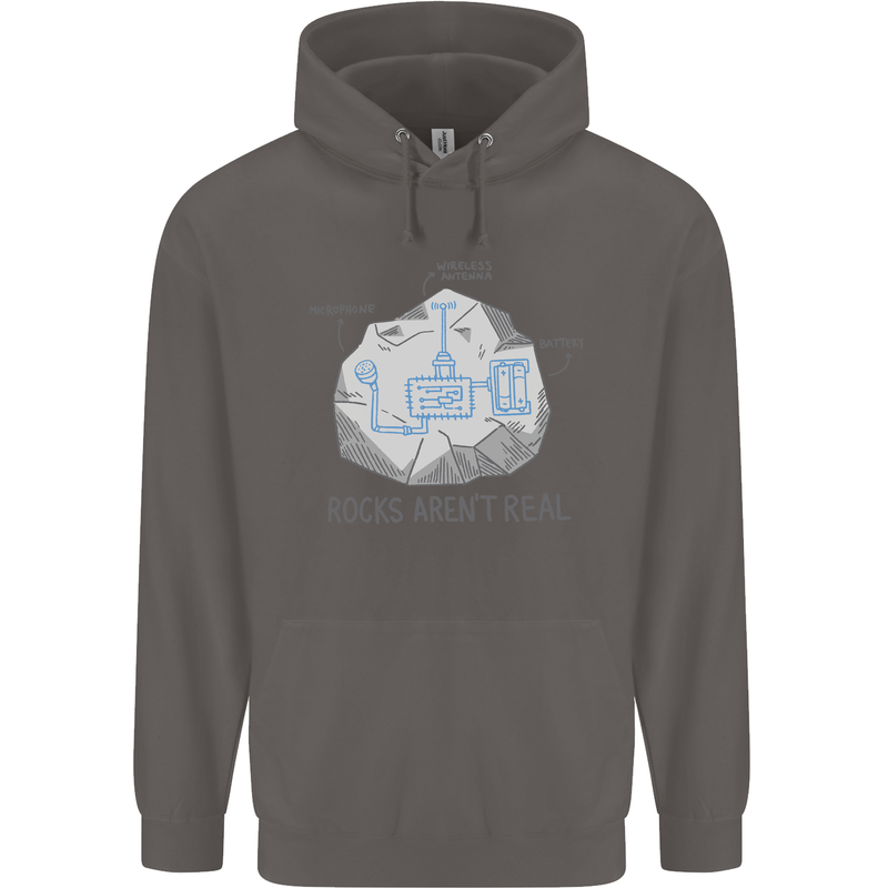 Rocks Aren't Real Funny Conspiracy Theory Mens 80% Cotton Hoodie Charcoal