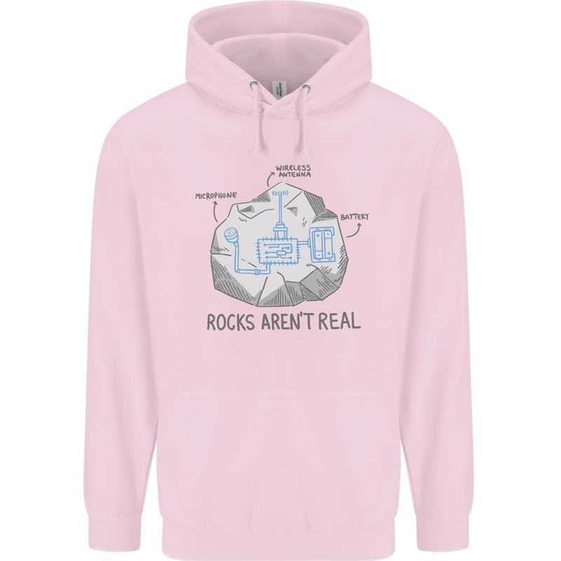 Rocks Aren't Real Funny Conspiracy Theory Mens 80% Cotton Hoodie Light Pink