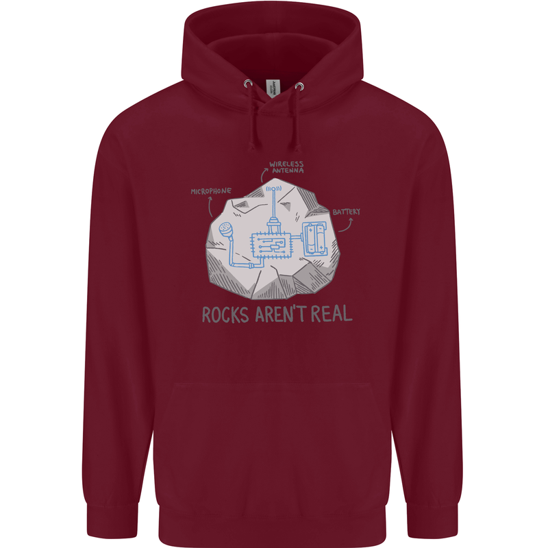 Rocks Aren't Real Funny Conspiracy Theory Mens 80% Cotton Hoodie Maroon