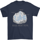 Rocks Aren't Real Funny Conspiracy Theory Mens T-Shirt 100% Cotton Navy Blue