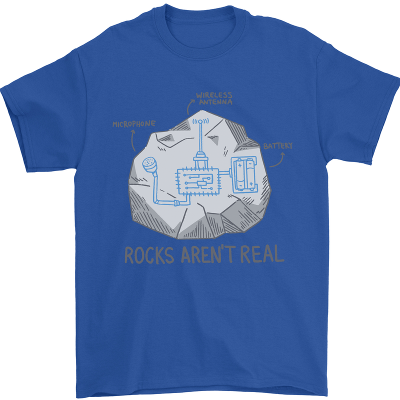 Rocks Aren't Real Funny Conspiracy Theory Mens T-Shirt 100% Cotton Royal Blue