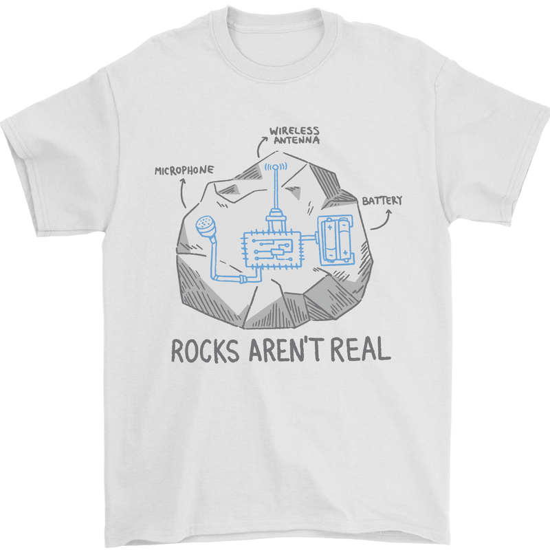 Rocks Aren't Real Funny Conspiracy Theory Mens T-Shirt 100% Cotton White