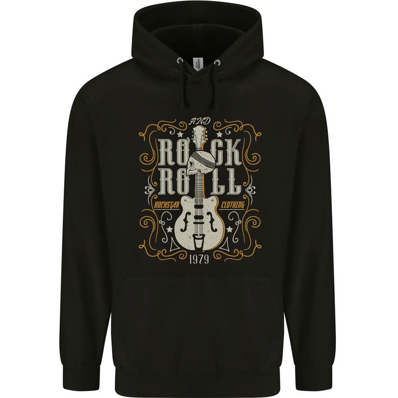 Rockstar Rock n Roll Guitar Skull Music Childrens Kids Hoodie Black