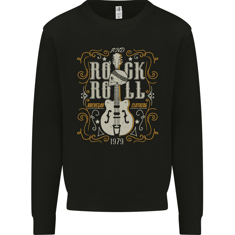 Rockstar Rock n Roll Guitar Skull Music Mens Sweatshirt Jumper Black