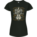 Rockstar Rock n Roll Guitar Skull Music Womens Petite Cut T-Shirt Black