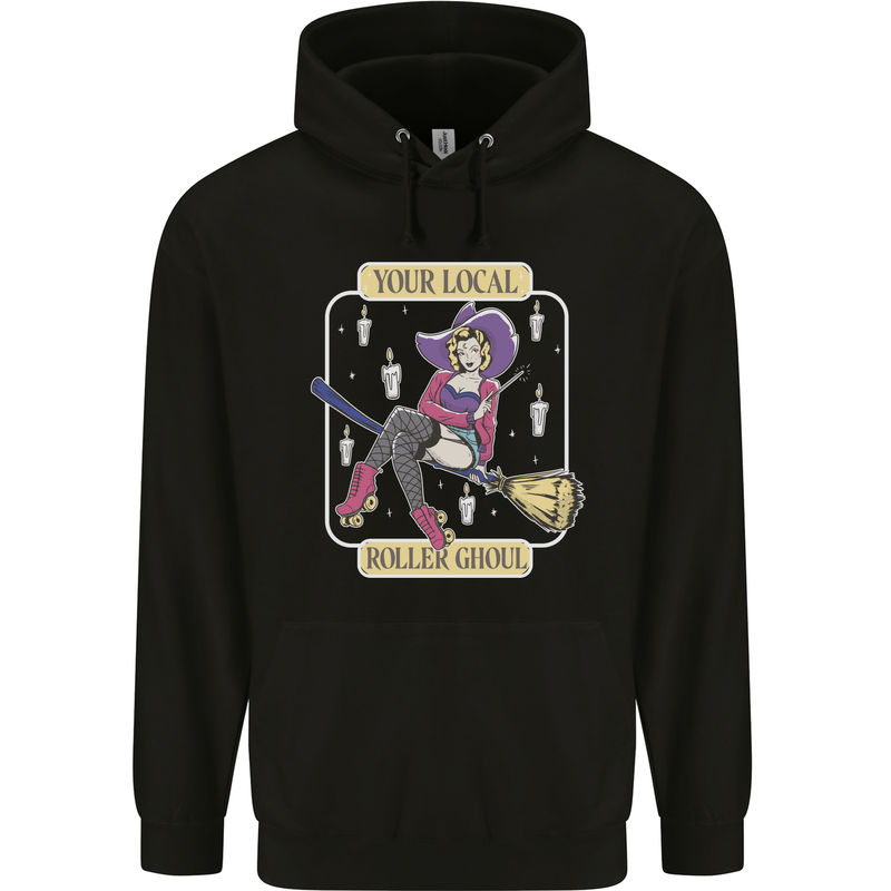 Roller Ghoul Funny Halloween Roller Skating Childrens Kids Hoodie Black