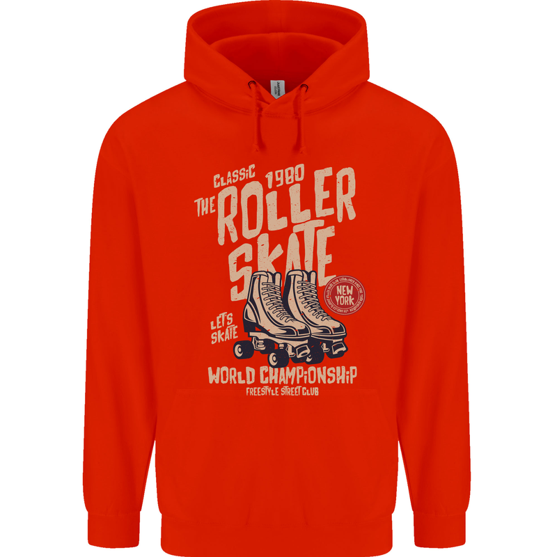 Roller Skate Retro Skating Boots Childrens Kids Hoodie Bright Red
