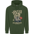Roller Skate Retro Skating Boots Childrens Kids Hoodie Forest Green